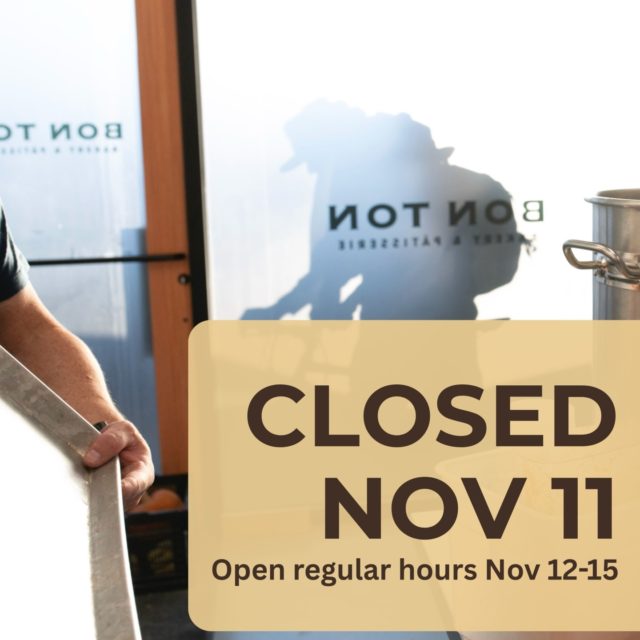 We'll be closed on Tuesday, November 11 to observe Remembrance Day. Regular hours resume on Wednesday, November 12!