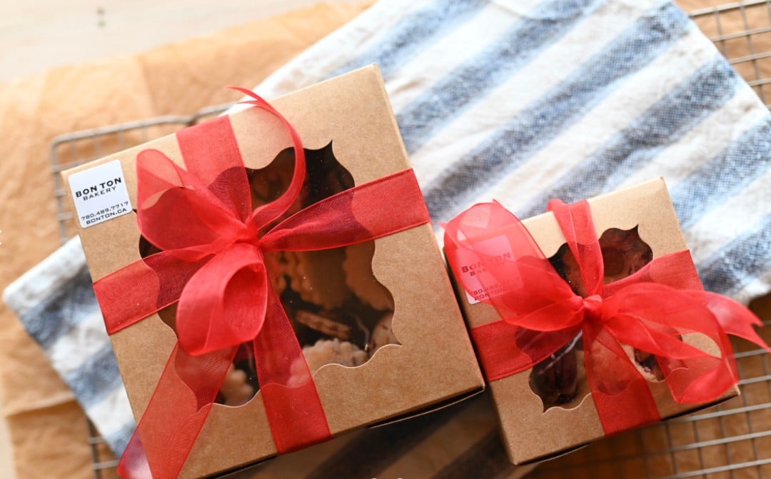 It's holiday party season, and our cookie boxes make perfect host gifts. Tasty, seasonal, and everyone (young and old) can enjoy them. Already packaged and tied with a beautiful bow, all you have to do is try not to dig into them before gifting!