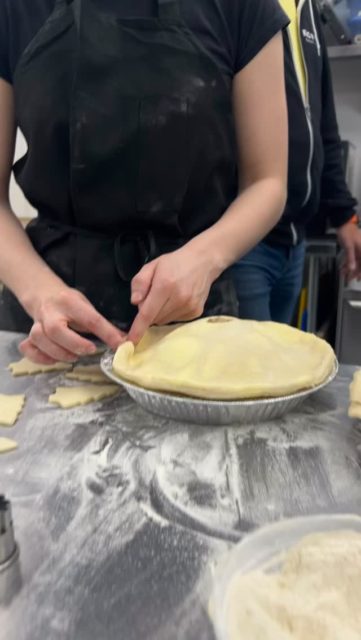The traditional French Canadian holiday favourite is new on our shelves this season! Chef Graham Versailles brings us a Tourtière, filled with juicy ground pork and beef, and lightly spiced with fines herbs and a hint of cloves. This is a family-sized pie ready to be re-heated and served at home for a hearty and filling meal for those cold December nights. Spread some house-made Truffle Butter on the crust before baking for an extra layer of flavour and serve with one of our house-made soups!