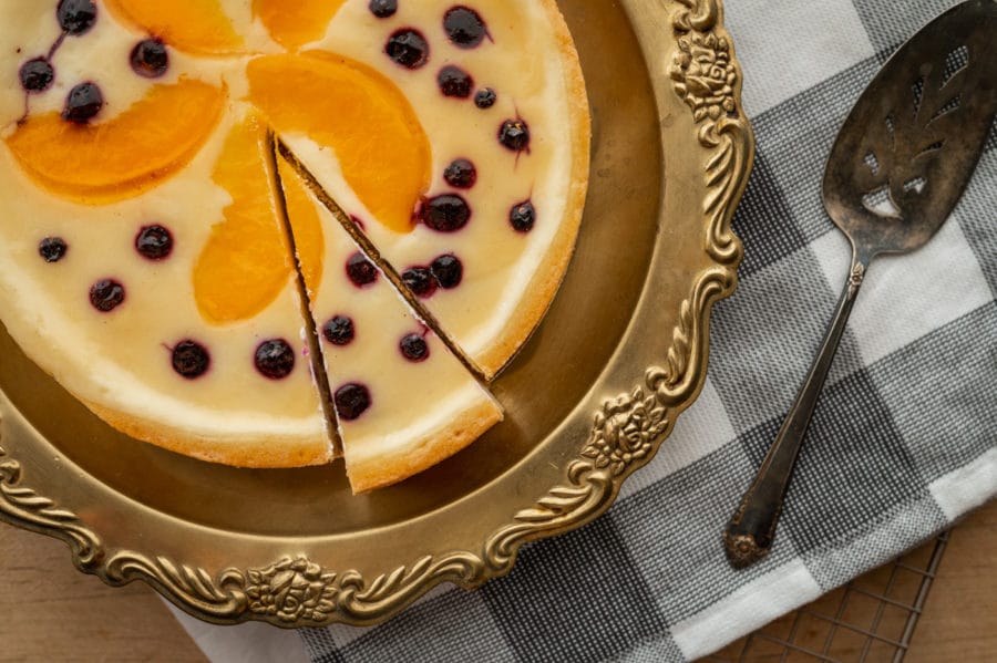 Blueberry Peach Flan - Bon Ton Bakery